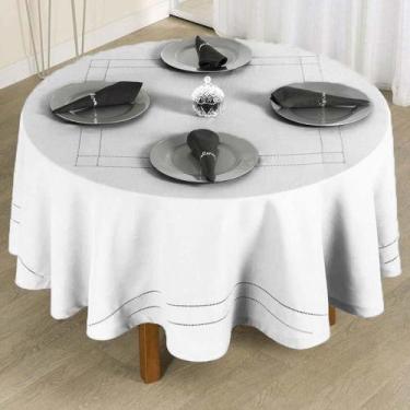 Imagem de Toalha de Mesa Redonda 220cm Ponto Ajour 331 Rafimex, Branca
