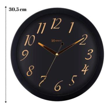 Imagem de Relogio de parede herweg 6730-034 preto, PRETO