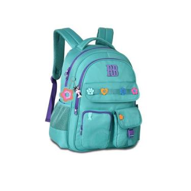 Imagem de Mochila Escolar de Costas Rebecca Bonbon Estampa Floral Verde 17,5" Cl