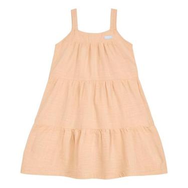 Imagem de Vestido Infantil Menina de Alça Laranja Padrão Xadrez Quadriculado Mun