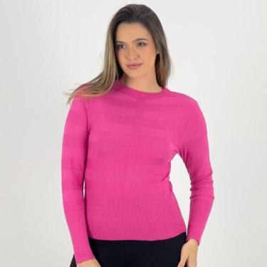 Imagem de Blusa de Lã Via Tricot Manga Longa Gola Redonda Feminina, M, Rosa pink