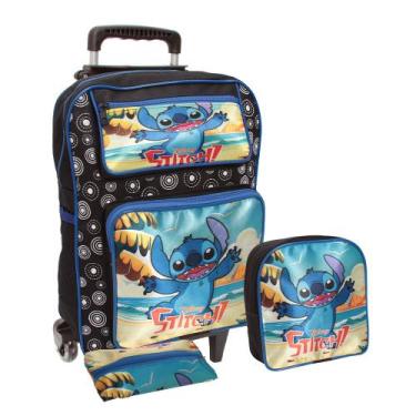 Imagem de Kit Mochila Escolar Feminina Estojo + Lancheira Resistente - Plike