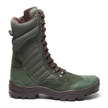 Imagem de Bota Masculina Feminina Cano Médio Coturno Couro Militar Esportivo Mot