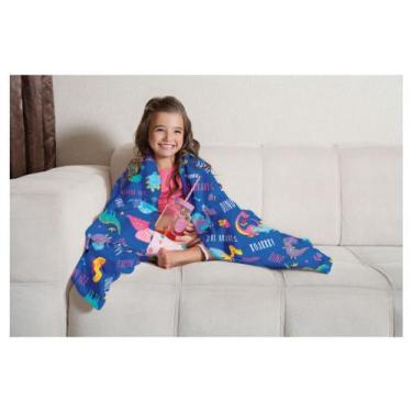 Imagem de Manta Fleece Microfibra Quentinha Menina Infantil Solteiro Magic Dino 