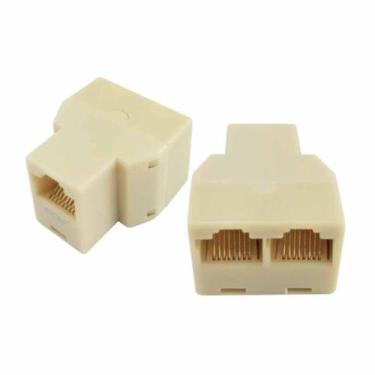 Imagem de Conector Rj11 Duplo Emenda 2 Rj11 Para 1 Rj11 Femea 6 Vias Linha Telef