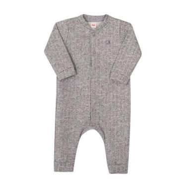 Imagem de Macacão Bebê Menino Malha Tricot Cinza Nini & Bambini, G