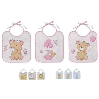 Imagem de Kit com 03 babadores estampados algodão - INCOMFRAL