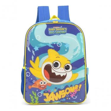 Imagem de Mochila Escolar Infantil Luxcel Baby Shark com 40cm X 30cm X 15cm Amarelo para Crianças