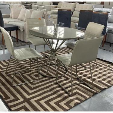 Imagem de Kit Sala de Jantar Mesa Copacabana com 4 Cadeiras Cristal Tampo em MDF 120x120 C&M Decor