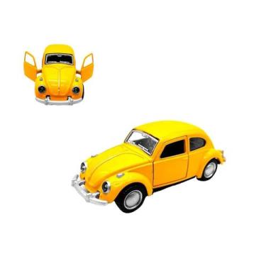 Imagem de Brinquedo Mini Fusca Carrinho Fricção Abre Porta Amarelo - Import