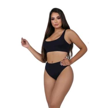 Imagem de Biquini Top Com Alças Cintura Alta Hot Pants Com Bojo - Tropicana Moda