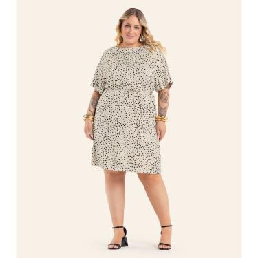 Imagem de Vestido Feminino Curto Estampado Secret Glam Bege