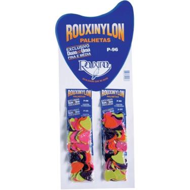Imagem de Kit 12 Palhetas Rouxinylon Colorida 2x1 Celuloide para Violão e Viola Cordas Rouxinol