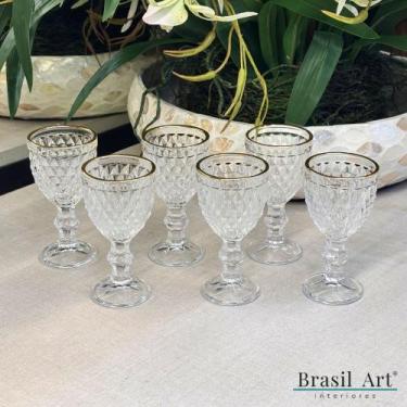 Imagem de Conjunto 06 Taças de Licor Bico de Abacaxi com Fio de Ouro 50ml - Lyor