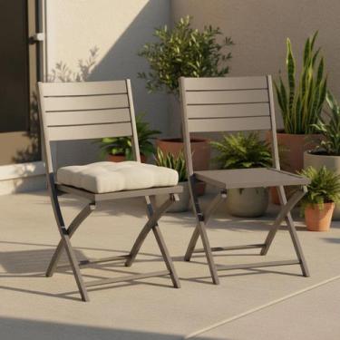 Imagem de Conjunto Para Jardim Aluminio Cinza 2 Pecas Cadeiras - Brazil Home Liv