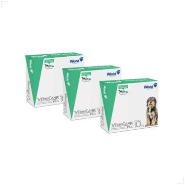 Imagem de Kit 3 Vermífugo VermiCanis Plus 800mg 4 Comps Cães 10kg Medida:10kg - 