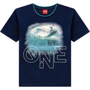 Imagem de Camiseta Infantil Masculina Kyly Meia Malha 111603, 4, Azul marinho