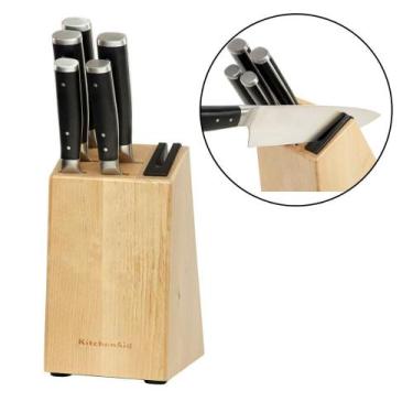 Imagem de Conjunto de Facas KitchenAid 6 Peças com Cepo Madeira Jogo Facas Cozin