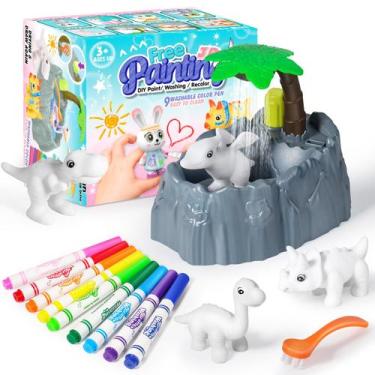 Imagem de Kit de pintura lavável infantil Trubic Dinosaur com 4 estatuetas