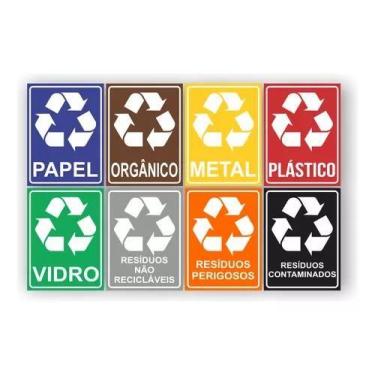 Imagem de 0 Kit Com 80 Adesivos Lixeira Coleta Seletiva 15x20cm - Resitank