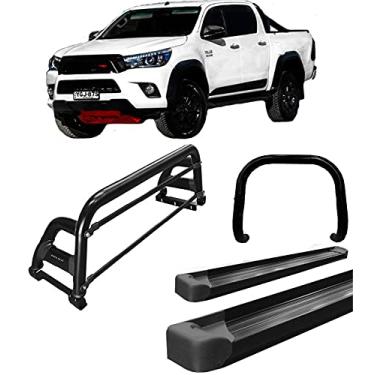 Imagem de Kit quebra mato+Estribo Plat +Santo Ant H2 Hilux 16/20 Preto