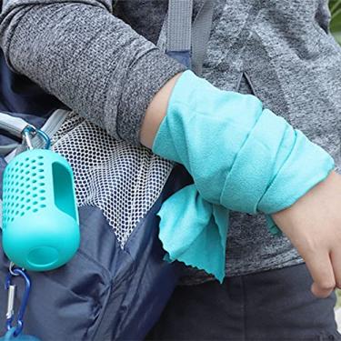 Imagem de 2 toalhas esportivas de silicone para toalha fria de microfibra comprimida toalha de ioga refrescante, absorção de suor, secagem rápida, gelo azul, 2 peças/conjunto (30 x 80 cm + 40 x 40 cm)