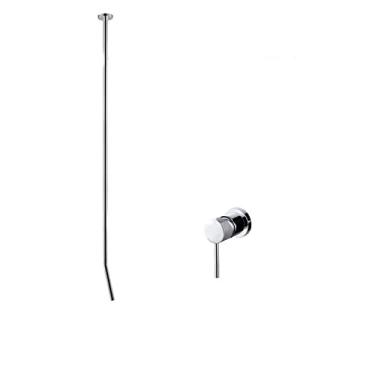 Imagem de Torneira de banheiro de montagem de teto para pia de bacia & Banheira Arte Quente & Misturador de água fria preto cromado, cromado D