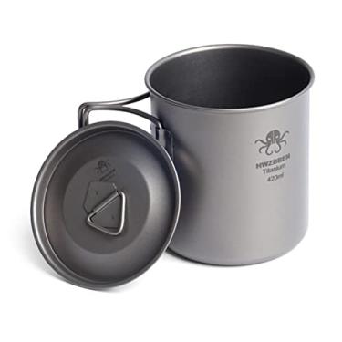 Imagem de Copo de Água,Copo de Titânio 420ml com alças dobráveis Copo de Água Leve para Mochila Camping Pesca