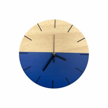 Imagem de Relógio De Parede Em Madeira Minimalista Azul Netuno 28cm - Edward Clo