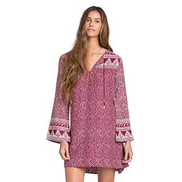 Imagem de Billabong Vestido de tecido estampado de inverno eterno juvenil, Cereja preta, G