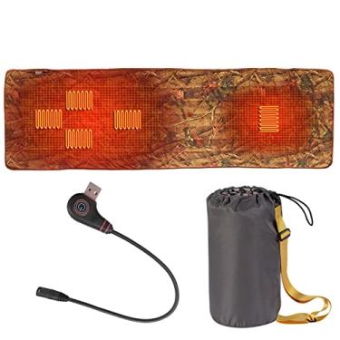 Imagem de Almofada de dormir aquecida ao ar livre poliéster inverno cobertor elétrico térmico macio leve USB colchão de aquecimento rápido para viagem de acampamento caminhadas, marrom, 198 cm