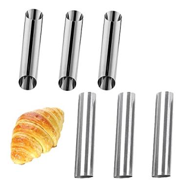 Imagem de LiXiongBao Pacote com 6 tubos de cannoli de aço inoxidável, molde de chifre de rolo de creme para massa dinamarquesa, bolo, casca de croissant