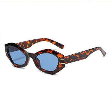 Imagem de Óculos de Sol Retro Irregular Feminino Óculos Masculino Feminino Moda Punk Festa Tons UV400, Azul Leopardo, Tamanho Único