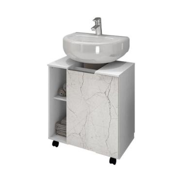Imagem de Gabinete Para Banheiro Pequin Branco/Carrara - Jb Tavares Móveis - Bec