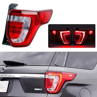 Imagem de JESYMBX Lâmpada traseira de LED esquerda Lâmpada traseira LED conjunto de lâmpada de parada para Ford Explorer 2016 2017 2018 2019 Edição dos EUA Vermelho