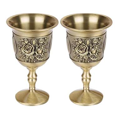 Imagem de TECKEEN 2 peças de taças de vinho retrô para pés altos pequenos copos de vinho bar copos de vinho hotel decoração de clube de