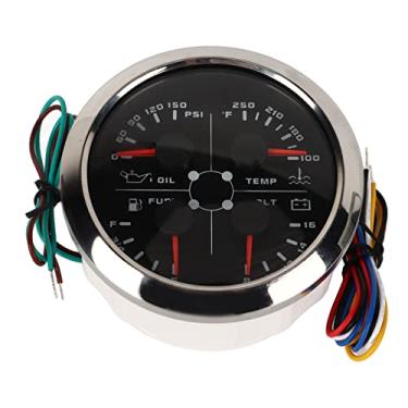 Imagem de Medidor de Nível de Combustível 4 Em 1 85 Mm Medidor Multifuncional Nível de Combustível Pressão do óleo Medidor de Temperatura água Volt DC 9-32 V para Carro RV Barco Motocicleta (Preto