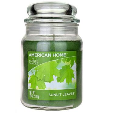Imagem de Yankee Candle Velas perfumadas perfumadas American Home Colllection Luxury Classic Grande frasco de vidro 538 g [folhas com luz solar], verde