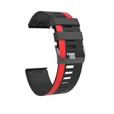 Imagem de HAZELS Pulseira de silicone esportiva para Garmin Fenix 7X 7 6X 6 Pro 5X 5 Plus 3 3HR 935 945 Fácil Ajuste Liberação Rápida 26 22mm Pulseiras (Cor: Preto Vermelho, Tamanho: 22mmFenix 6 Pro)