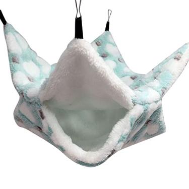 Imagem de Rede para ratos, cama quente de pelúcia dupla grossa para casa de hamster, saco de dormir, cama de árvore pendurada em porquinho-da-índia gaiola para hamster (verde amor)