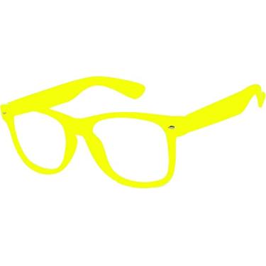 Imagem de Óculos de sol vintage estilo anos 80 com moldura colorida e proteção UV para homens ou mulheres, Glow in the Dark Clear Lens Yellow, Medium