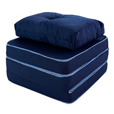 Imagem de Puff Multiuso 3 em 1 Solteiro Azul com Travesseiro