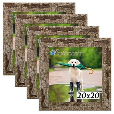 Imagem de Kit 4 Porta Retrado Molduras 20x20 Marrom