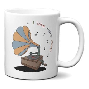 Imagem de Caneca Vitrola Gramofone Amo Música Antiga Presente Criativo