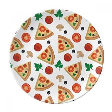 Imagem de Cogumelo Pizza Itália Tomate Comida Prato Decorativo Porcelana Salver Prato de Jantar