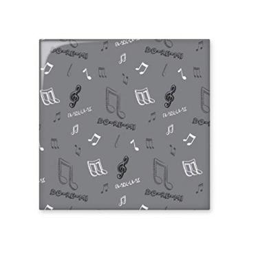 Imagem de Azulejo de cerâmica brilhante para banheiro e cozinha com notas brancas Solfege