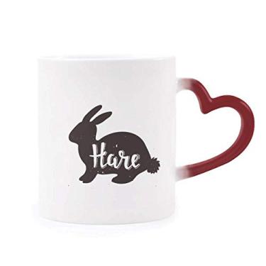 Imagem de Caneca Hare preta e branca Animal sensível ao calor Caneca vermelha muda de cor