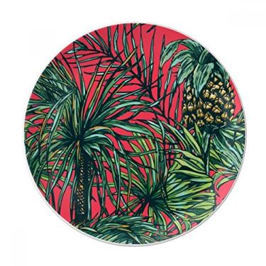 Imagem de Abacaxi Placa de Planta de Céu Vermelho Decorativa de Porcelana Salver Prato de Jantar