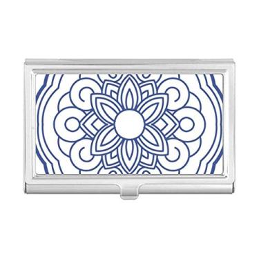 Imagem de Carteira de bolso com estampa de flor azul chinesa para cartões de visita