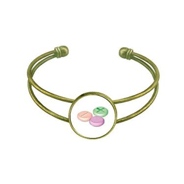 Imagem de Pulseira com padrão de produtos de cuidados com a saúde da pill retrô, joia de punho aberto